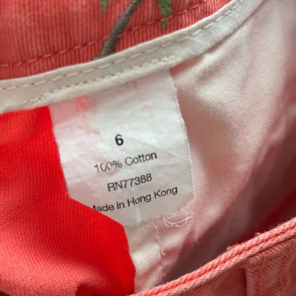 J Crew Women Pants Embroidered Favorite Fit Palm Trees Cotton Coral Size 6 C132 - Picture 9 of 10